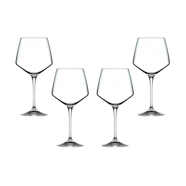Aria Burgundy Stemmed Wine Glasses 25.25 Oz Modern Goblets Glassware Set of 4